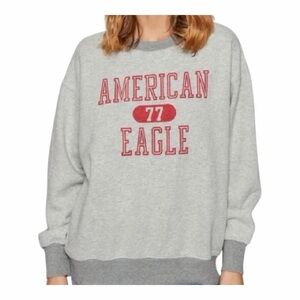 American Eagle “77” Graphic Sweatshirt | XS | Distressed Collar | EUC